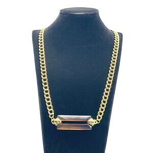 Vintage Monet Gold Rope Chain Necklace with Tortoiseshell Lucite Bar — 1970s-80s